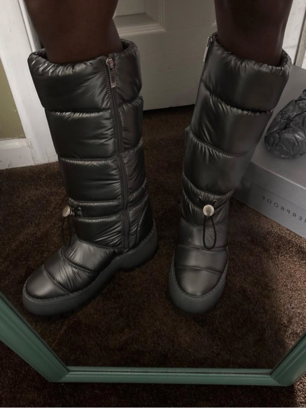 Aquatalia Metallic Gray Quilted Tall Winter Boots